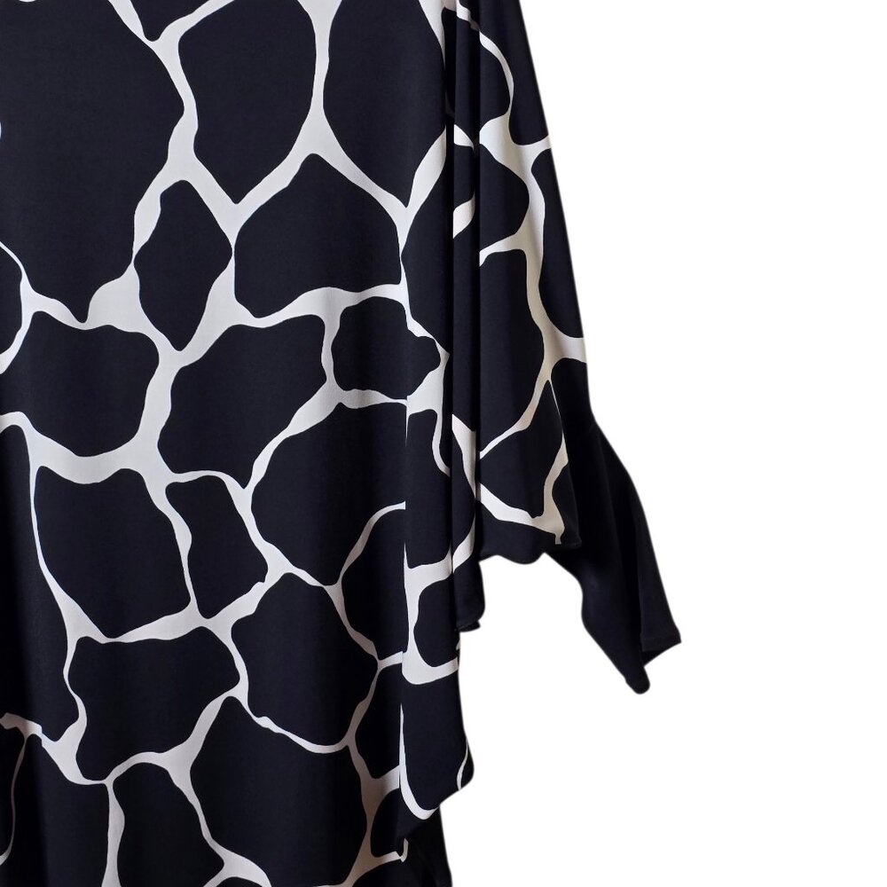 Eva Varro Top Womens Large Black/White Abstract Batwing Tunic Made USA/Artsy - Picture 8 of 12